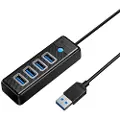 ORICO Hub USB til 4x USB 3.0, 5 Gbps, 0,15 m (svart)