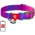 Collar gradient nylon hundehalsbånd med QR-kode, lilla, størrelse L