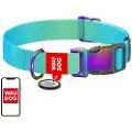 Waudog Nylonhalsbånd med QR-kode for gradient hund, blå , størrelse XL