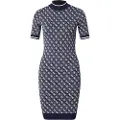GUESS for woman. W3YK39Z37K0 Knitted midi dress with navy 4G logo (M), Casual, Viscose, Short sleeve