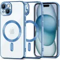 TechProtection iPhone 15 Tech-Protect MagShine-etui - MagSafe-kompatibelt - klart/mørkblått