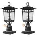 Vevor 2-pakning utendørs lyktestolpelys fra Dusk to Dawn, 400 mm, vanntette lyktestolpelysarmaturer med 3,5 tommers glassskjerm for montering på brygge, lynsikker utendørs stanglys for terrasse, hages