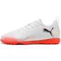 Puma FUTURE 8 PLAY TT Football Boots Youth, Shoes, White/Black/Glowing Red, 32.5