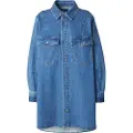Scotch & Soda Washed Denim Mini Kjole Med Lange Ermer