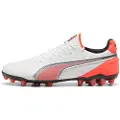 Puma KING ULTIMATE MG Football Boots Unisex, Shoes, White/Silver/Glowing Red, 42.5