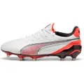 Puma KING ULTIMATE FG/AG Football Boots Women, Shoes, White/Silver/Glowing Red, 36