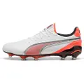 Puma KING ULTIMATE FG/AG Football Boots Unisex, Shoes, White/Silver/Glowing Red, 38.5