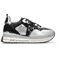 Liu jo for woman. BF5009PX682S1S01 Black, silver, animal print glitter platform trainers (40), Leather, 3 to 5 cm, Laces, Casual
