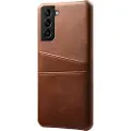 Mtp Products Samsung Galaxy S22 5G KSQ Belagt Plast Deksel med Kortlommer - Brun