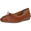Clarks Shoes for woman. 20352930 Freckle Ice brown leather ballerina pumps (37.5), 1 to 3 cm, None, Casual