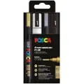 Adlibris Posca Marker Set 4-p kulta, hopea, musta, valkoinen