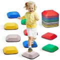 Vevor Balansestein for barn, 10 stk., opptil 220 lbs, Sklisikre sensoriske steiner for småbarn, Hindringsløypekoordinasjonsspill, innendørs eller utendørs lek for barn i alderen 3 4 5 6 7 8+