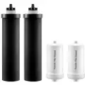 Vevor vannfilterutskiftning, renseelementer, utskiftingsfiltre, gravitasjonsvannfiltersystem, kompatibel med de fleste merker, pakke med 4 (2 aktivkullfiltre + 2 defluoreringsfilter)