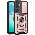24hShop Bakdeksel med kamerabeskyttelse og mobilring for Samsung Galaxy S25+ - Svart/Pink