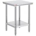 Vevor arbeidsbord 24 x 24 x 32 tommer NSF arbeidsbord i rustfritt stål for kommersiell kjøkken Prep arbeidsbenk 60X60X80 cm med nedre hylle Arbeidsbord Sølvfarget for kommersiell kjøkken Restaurant