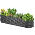 Vevor Metallhevet hagebed, 6,53 x 1,96 x 1,4 fot utendørs galvanisert plantekasse, åpen bunn, stor oval plantekasse hevet bed for hagearbeid av grønnsaker, blomster, urter og sukkulenter, mørkegrå