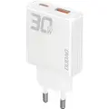 Dudao GaN USB-lader 30 W med 1xUSB og 1xUSB-C - hvit