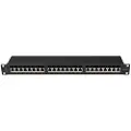 Lanberg PPSA-1024-B - Koblingspanel - rackmonterbar - CAT 6a - STP - RJ-45 X 24 - RAL 9004, svart - 1U - 19
