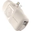Wozinsky WF16-YLS 5000mAh Lightning Power Bank med innebygd USB-C-kabel og Apple Watch-lader - 15W - Beige