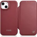 ICarer CE Premium Leather Folio Case iPhone 14 Plus Lærveske med Flip Magnetic MagSafe rød (WMI14220715-RD)