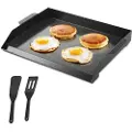 Vevor karbonstålsteke, 22x16 tommers universal flat topp rektangulær plate, gassgrillsteke for BBQ grill, teppanyaki, bærbart familiekokekar, for camping, tailgating-fest, svart
