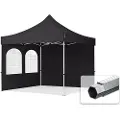 TOOLPORT 3x3 m aluminium, pop up partytelt, 2 sidepaneler, svart