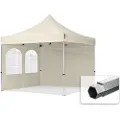 TOOLPORT 3x3 m aluminium, pop up partytelt, 2 sidepaneler, creme