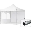 TOOLPORT 3x3 m aluminium, pop up partytelt, 2 sidepaneler, hvit