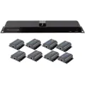 Techly HDMI 1x8 Extender Splitter over CAT6/6a/7 50m with IR pass-back - Transmitter + 8 receivers - video/lyd/infrarød-utvider - HDMI, infrarød - over CAT 6/6a/7 - 8 porter - opp til 50 m