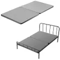 Vevor Køyeseng i dobbel størrelse, 38 mm sengegavler med 200D Oxford-stoff, madrassstøtte i tre for dobbelseng, enkel monteringsstøtte under madrassen, 2 deler, grå