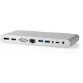Nedis Cctb64991al02 Usb 3.2 Gen 1 Dokkingstasjon Usb-c M-dp H/rj45 H/hdmi/vga H/h/2x Usb-c/4x Usb-a Nikkelbelagt Flettet 2x 3.5mm 0.2 M