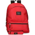 Pepe Jeans unisex for kids. 63392A5 Aris Backpack + Red Case (OSFA), Casual, Polyester, children's fashion