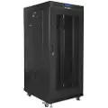 Lanberg - Rack skap - med 4 kjølevifter, display - svart, RAL 9004 - 27U - 19