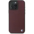 BMW Sign Leather Diamond Metal Logo MagSafe Apple iPhone 16 Pro Max - dėklas telefonui raudonos spalvos