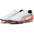 Puma KING MATCH FG/AG Football Boots Unisex, Shoes, White/Silver/Glowing Red, 40
