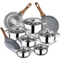 San Ignacio Cassel 18/22/26 Cm Pk3850 Kasserollesett Med Stekepanner 12 Stykker