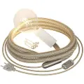 Creative Cables Snakebis Lampe Med Tauplugg Jutesnor Og 2-pinners Støpsel Med Pære