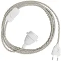 Creative Cables Snakebis Twisted E27 Lampeskjerm-kabelsett Med Lampeholder. Stofftrukket Kabel Og 2-pinners Støpsel 3 M