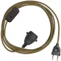 Creative Cables Snakebis Zig-zag E27 Lampeskjerm-ledningsnett Med Lampeholder. Sikksakk Stoffkabel Og 2-polet Støpsel 3 M