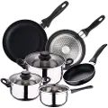 Wellhome Rustfritt Stål Kjøkkenutstyr Sett Med 3 Panner 16/20/24 Cm 5 Stykker