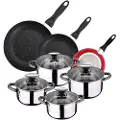 San Ignacio Rustfritt Stål Pakke Med 3 Stekepanner Pluss 8-delers Kasserollesett 16cm 20cm 24cm
