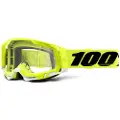 100% Goggles 100% RACECRAFT 2 YELLOW (Transparent Glass Anti-Fog, LT 88% -92% + 10 Skidding) (NEW)