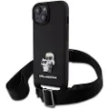Karl Lagerfeld iPhone 15 Karl Lagerfeld Saffiano Crossbody Metal Karl & Choupette Deksel - Svart