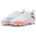 Puma FUTURE 8 PLAY FG/AG Football Boots Youth, Shoes, White/Black/Glowing Red, 35.5