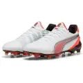 Puma KING ULTIMATE FG/AG Football Boots Unisex, Shoes, White/Silver/Glowing Red, 42