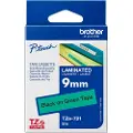 Brother TZe-721 - Sort på grønt - Rull (0,9 cm x 8 m) 1 kassett(er) laminert teip - for Brother PT-D210, D600, H110, H200 P-Touch PT-1005, E310, H107 P-Touch Cube Plus PT-P710