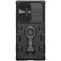 NILLKIN CamShield Armor Pro-deksel til Samsung Galaxy S23 Ultra pansret deksel med kameradeksel ring stativ sort