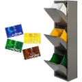 Wellhome Metallisk Søppel- Og Resirkuleringsbeholder Med + 4 Magnetiske Etiketter 51l 3 Rom