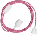 Creative Cables Snakebis Twisted E27 Kabelsett Med Lampesokkel. Stofftrukket Kabel Og 2-pinners Støpsel 3 M