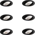QAZQA Sett med 6 innfelte spotter svart 9,5 cm inkl. LED 1300 lm dimbar IP23 - Gaius